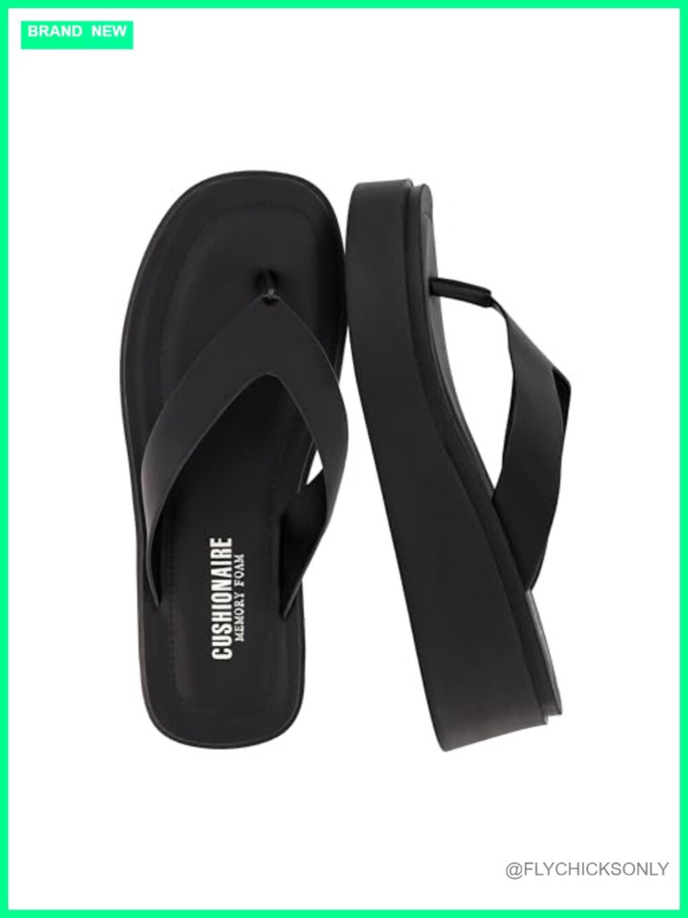 Chunky Platform Flip Flops with Memory Foam Cushioned Footbed and Faux Leather